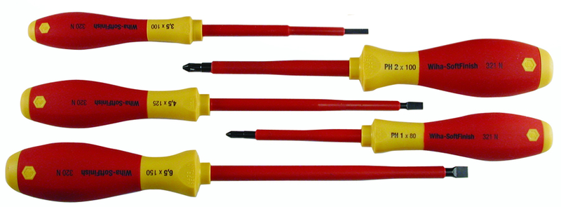 Insulated Slotted Screwdriver 3.0; 4.5; 6.5mm & Phillips # 1 & # 2. 5 Piece Set - All Tool & Supply