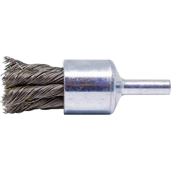 Brush Research Mfg. - 3/4" Brush Diam, Knotted, End Brush - 1/4" Diam Steel Shank, 20,000 Max RPM - All Tool & Supply