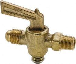 Parker - 1/4" Pipe, 3/8" Tube, Flare to Male Pipe Drain Cock & Shutoff Valve - 1/4-18 Thread, 30 Max psi - All Tool & Supply