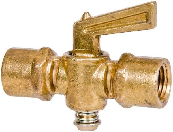 Parker - 1/4" Tube, Compression Pipe to Compression Pipe Drain Cock & Shutoff Valve - 1/4-18 Thread, 30 Max psi - All Tool & Supply