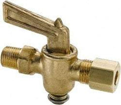 Parker - 1/4" Pipe, 1/4" Tube, Compression Pipe to Male Pipe Drain Cock & Shutoff Valve - 1/4-18 Thread, 30 Max psi - All Tool & Supply