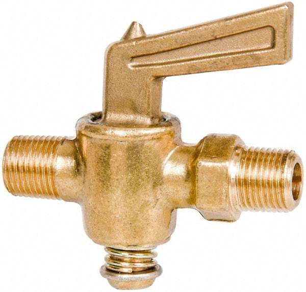 Parker - 1/8" Pipe, Male Pipe to Male Pipe Drain Cock & Shutoff Valve - 1/8-27 Thread, 30 Max psi - All Tool & Supply