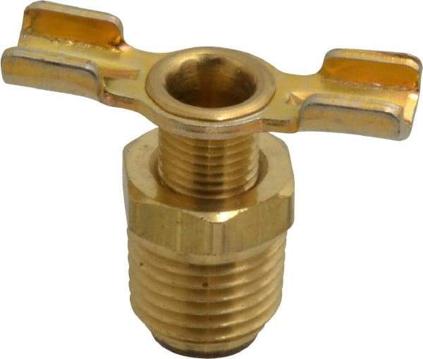 Parker - 1/4" Pipe, External Seal Drain Cock & Shutoff Valve - 1/4-18 Thread, 150 Max psi - All Tool & Supply