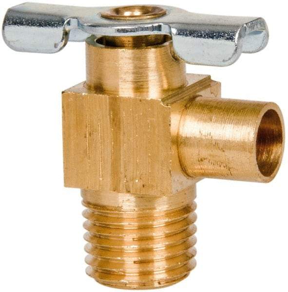 Parker - 1/4" Pipe, 3/8" Tube, Tube to Male Pipe Drain Cock & Shutoff Valve - 1/4-18 Thread, 150 Max psi - All Tool & Supply