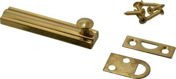 Don-Jo - 3" Long, 1/2" Wide Brass Slide Bolt - US3 Bright Brass - All Tool & Supply