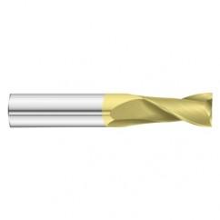 7/8 Dia. x 4 Overall Length 2-Flute Square End Solid Carbide SE End Mill-Round Shank-Center Cut-TiN - All Tool & Supply