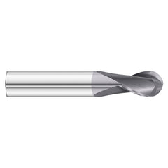 3/16″ Dia. × 3/16″ Shank × 3/8″ DOC × 2″ OAL, Carbide TiAlN, 2 Flute, 30° Helix, Round, External , Ballnose End Mill - All Tool & Supply