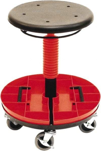 ShopSol - 300 Lb Capacity, 5 Wheel Trolley Stool - Polyurethane, 18" Long x 19" Overall Height x 18" Wide - All Tool & Supply