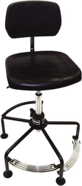 ShopSol - 17 to 35" High Adjustable Height Swivel Stool - 26" Wide x 26-1/2" Deep, Polyurethane Seat, Black - All Tool & Supply