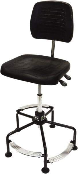 ShopSol - 17 to 35" High Adjustable Height Swivel Stool - 26" Wide x 26-1/2" Deep, Polyurethane Seat, Black - All Tool & Supply