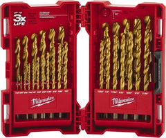 Milwaukee Tool - 135° Point, TiN Finish High Speed Steel Maintenance Length Drill Bit Set - All Tool & Supply