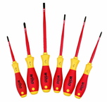 Insulated Slim Integrated Insulation 6 Piece Screwdriver Set Slotted 4.5; 6.5; Phillips #1 & 2; Square #1 & 2. - All Tool & Supply