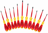 Insulated Slim Integrated Insulation 11 Piece Screwdriver Set Slotted 3.5; 4; 4.5; 5.5; 6.5; Phillips #1 & 2; Xeno #1 & 2; Square #1 & 2 - All Tool & Supply