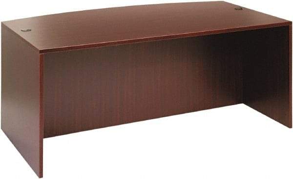 ALERA - Woodgrain Laminate Bow Front Desk - 71" Wide x 41-3/8" Deep x 29-5/8" High, Mahogany - All Tool & Supply