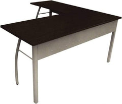 Linea Italia - Woodgrain Laminate L-Shaped Desk - 59-1/8" Wide x 59-1/8" Deep x 29-1/2" High, Mocha & Gray - All Tool & Supply