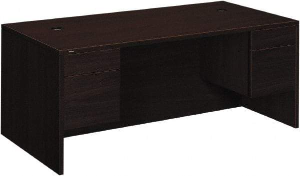 Hon - Woodgrain Laminate Double Pedestal Desk - 72" Wide x 36" Deep x 29-1/2" High, Mahogany - All Tool & Supply