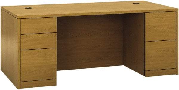 Hon - Woodgrain Laminate Double Pedestal Desk - 72" Wide x 36" Deep x 29-1/2" High, Harvest - All Tool & Supply