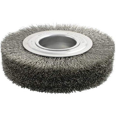 Brush Research Mfg. - 8" OD, 2" Arbor Hole, Crimped Stainless Steel Wheel Brush - 1-3/8" Face Width, 1-1/2" Trim Length, 4,500 RPM - All Tool & Supply