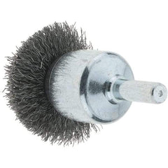 Tru-Maxx - 1-1/2" Brush Diam, Crimped, Flared End Brush - 1/4" Diam Steel Shank, 20,000 Max RPM - All Tool & Supply