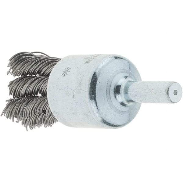 Tru-Maxx - 3/4" Brush Diam, Knotted, End Brush - 1/4" Diam Steel Shank, 22,000 Max RPM - All Tool & Supply