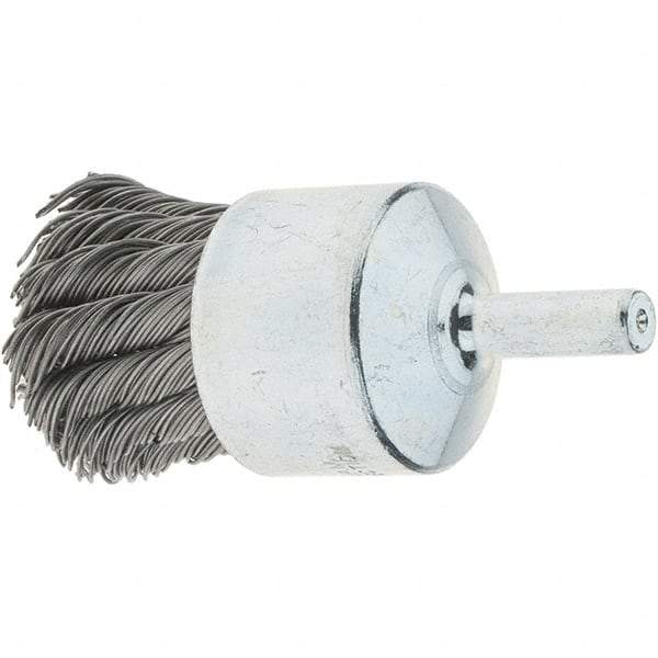 Tru-Maxx - 1-1/8" Brush Diam, Knotted, End Brush - 1/4" Diam Steel Shank, 22,000 Max RPM - All Tool & Supply