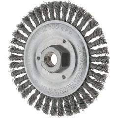 Tru-Maxx - 5" OD, 5/8-11 Arbor Hole, Stringer Bead Steel Wheel Brush - 3/16" Face Width, 7/8" Trim Length, 0.02" Filament Diam, 12,500 RPM - All Tool & Supply