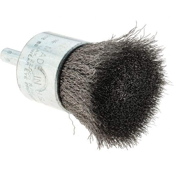 Tru-Maxx - 1" Brush Diam, Crimped, Flared End Brush - 1/4" Diam Steel Shank, 22,000 Max RPM - All Tool & Supply