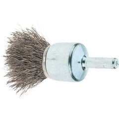 Tru-Maxx - 3/4" Brush Diam, Crimped, Flared End Brush - 1/4" Diam Steel Shank, 22,000 Max RPM - All Tool & Supply