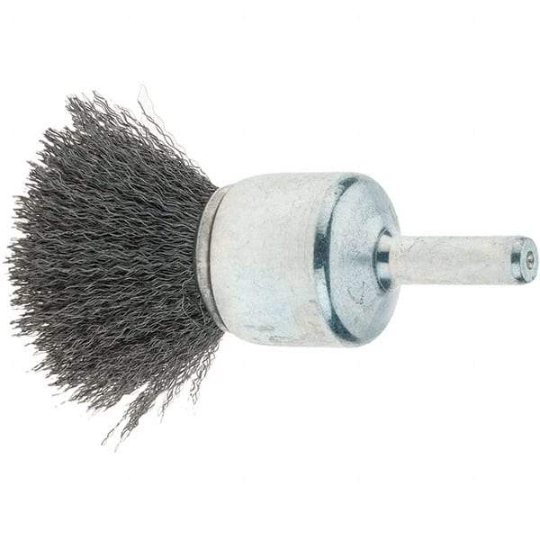 Tru-Maxx - 3/4" Brush Diam, Crimped, Flared End Brush - 1/4" Diam Steel Shank, 22,000 Max RPM - All Tool & Supply