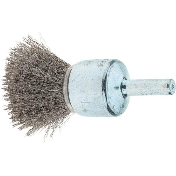 Tru-Maxx - 3/4" Brush Diam, Crimped, Flared End Brush - 1/4" Diam Steel Shank, 22,000 Max RPM - All Tool & Supply