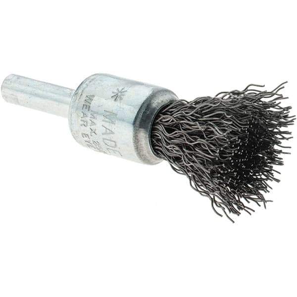 Tru-Maxx - 1/2" Brush Diam, Crimped, Flared End Brush - 1/4" Diam Steel Shank, 25,000 Max RPM - All Tool & Supply