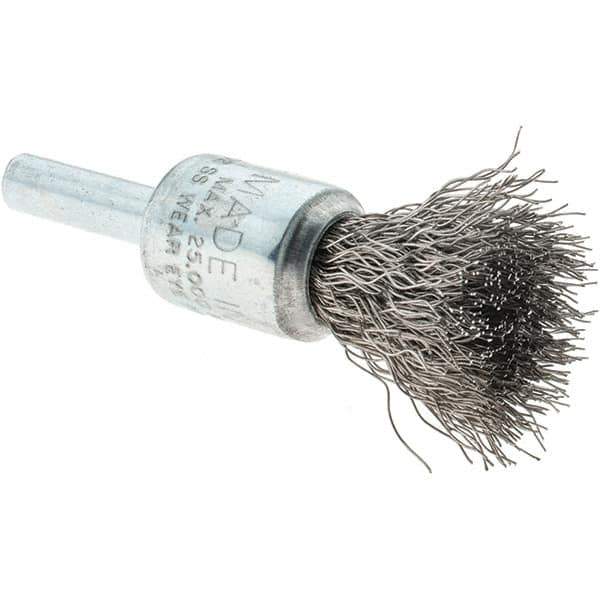 Tru-Maxx - 1/2" Brush Diam, Crimped, Flared End Brush - 1/4" Diam Steel Shank, 25,000 Max RPM - All Tool & Supply