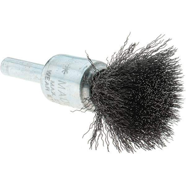 Tru-Maxx - 1/2" Brush Diam, Crimped, Flared End Brush - 1/4" Diam Steel Shank, 25,000 Max RPM - All Tool & Supply