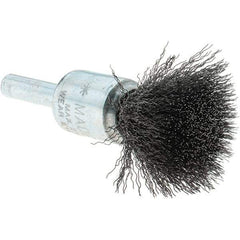 Tru-Maxx - 1/2" Brush Diam, Crimped, Flared End Brush - 1/4" Diam Steel Shank, 25,000 Max RPM - All Tool & Supply