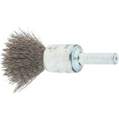 Tru-Maxx - 1/2" Brush Diam, Crimped, Flared End Brush - 1/4" Diam Steel Shank, 25,000 Max RPM - All Tool & Supply