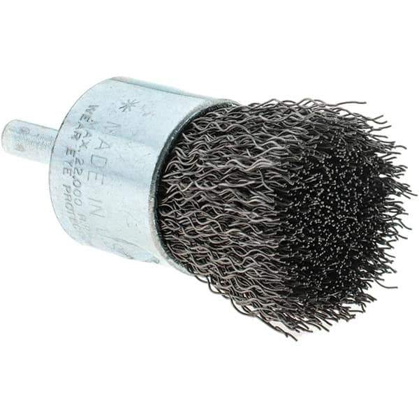 Tru-Maxx - 1" Brush Diam, Crimped, Flared End Brush - 1/4" Diam Steel Shank, 22,000 Max RPM - All Tool & Supply