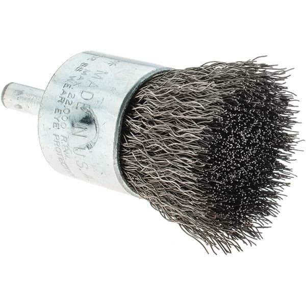 Tru-Maxx - 1" Brush Diam, Crimped, Flared End Brush - 1/4" Diam Steel Shank, 22,000 Max RPM - All Tool & Supply