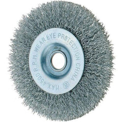 Tru-Maxx - 4" OD, 1/2" Arbor Hole, Crimped Steel Wheel Brush - 1/2" Face Width, 3/4" Trim Length, 0.014" Filament Diam, 6,000 RPM - All Tool & Supply