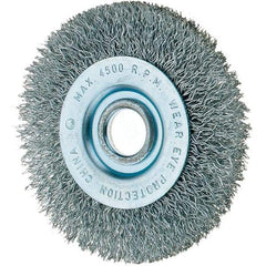 Tru-Maxx - 3" OD, 1/2" Arbor Hole, Crimped Steel Wheel Brush - 7/16" Face Width, 1/2" Trim Length, 0.008" Filament Diam, 12,500 RPM - All Tool & Supply