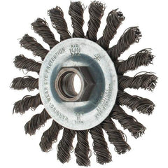 Tru-Maxx - 4" OD, 5/8-11 Arbor Hole, Knotted Steel Wheel Brush - 1/4" Face Width, 7/8" Trim Length, 0.02" Filament Diam, 20,000 RPM - All Tool & Supply