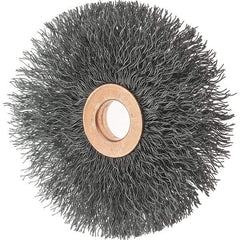 Tru-Maxx - 3" OD, 1/2" Arbor Hole, Crimped Steel Wheel Brush - 5/8" Face Width, 1" Trim Length, 0.0118" Filament Diam, 20,000 RPM - All Tool & Supply