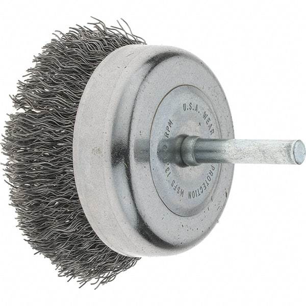 Tru-Maxx - 2-3/4" Diam, 1/4" Shank Diam, Steel Fill Cup Brush - 0.0118 Wire Diam, 7/8" Trim Length, 6,000 Max RPM - All Tool & Supply