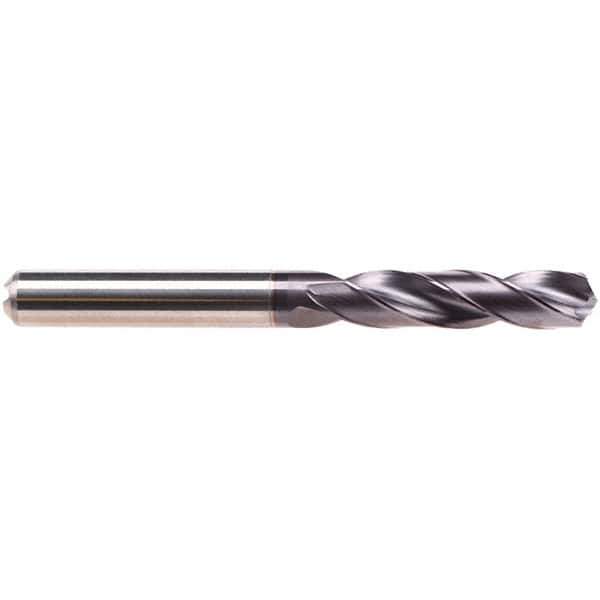 Emuge - 9.1mm 140° Spiral Flute Solid Carbide Screw Machine Drill Bit - TiAlN Finish, Right Hand Cut, 47mm Flute Length, 89mm OAL, Four Facet Point, Straight Shank, Through Coolant - All Tool & Supply