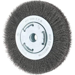 Tru-Maxx - 6" OD, 5/8-11 Arbor Hole, Crimped Steel Wheel Brush - 7/8" Face Width, 1-1/8" Trim Length, 0.014" Filament Diam, 6,000 RPM - All Tool & Supply