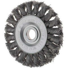 Tru-Maxx - 3" OD, 1/2" Arbor Hole, Knotted Steel Wheel Brush - 3/8" Face Width, 3/8" Trim Length, 0.0118" Filament Diam, 25,000 RPM - All Tool & Supply