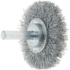 Tru-Maxx - 2" OD, 1/4" Shank Diam, Crimped Steel Wheel Brush - 3/8" Face Width, 7/16" Trim Length, 0.014" Filament Diam, 20,000 RPM - All Tool & Supply