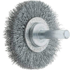 Tru-Maxx - 2" OD, 1/4" Shank Diam, Crimped Steel Wheel Brush - 3/8" Face Width, 7/16" Trim Length, 0.008" Filament Diam, 20,000 RPM - All Tool & Supply