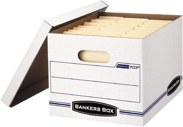 BANKERS BOX - 1 Compartment, 12-1/2" Wide x 10-1/2" High x 16-1/4" Deep, Storage Box - Corrugated Cardboard, White - All Tool & Supply