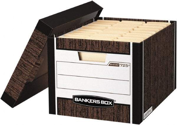 BANKERS BOX - 1 Compartment, 12-3/4" Wide x 10-3/8" High x 16-1/2" Deep, Storage Box - Corrugated Cardboard, Wood Grain (Color) - All Tool & Supply