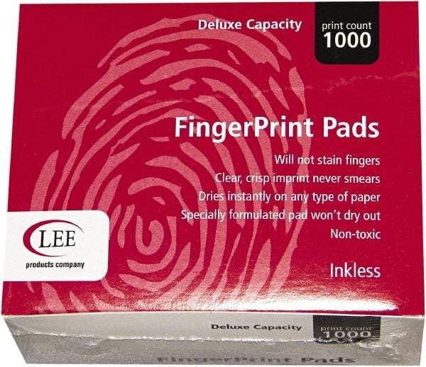 LEE - 3-3/4" Wide x 2" High x 2" Deep, Inked Fingerprint Pad - Plastic, Black - All Tool & Supply